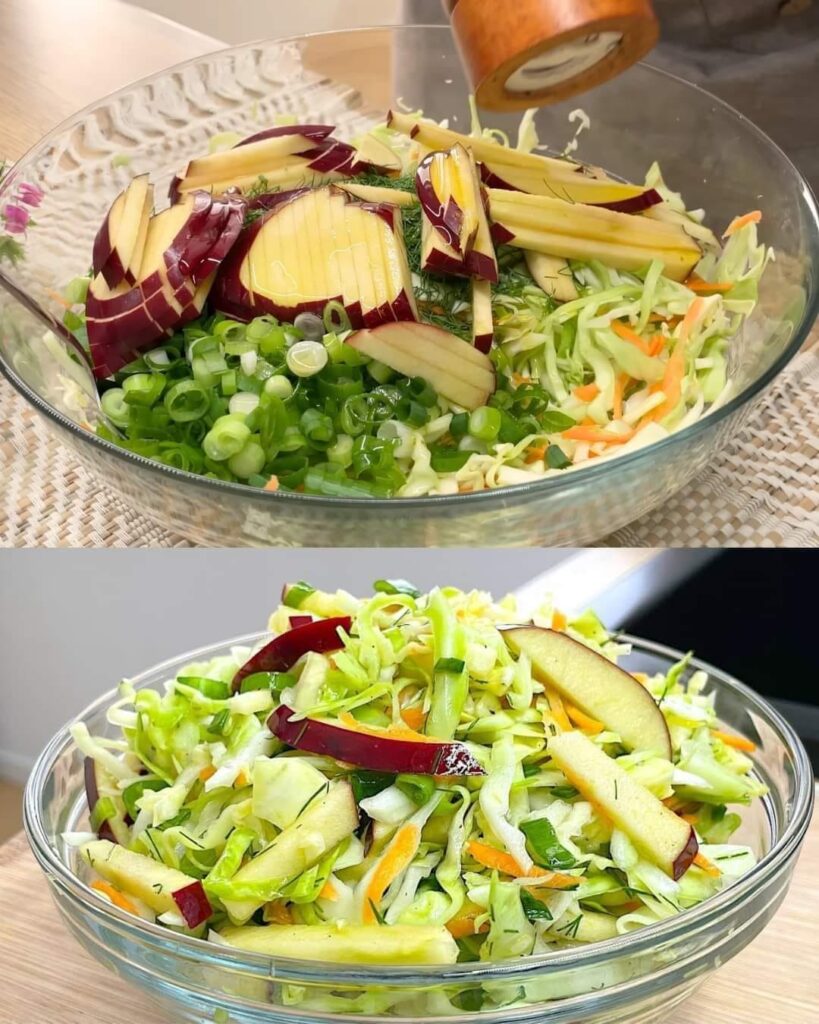 Cabbage, Carrot, and Apple Salad with Lemon and Dill