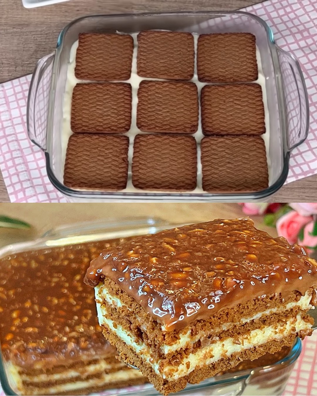 Decadent Chocolate Custard Dessert with Crunchy Biscuit Base