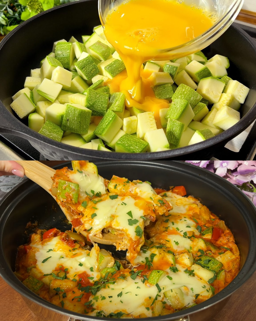 Vegetable Frittata with Mozzarella and Greek Yogurt