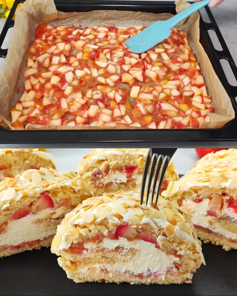 Caramelized Apple Sponge Cake with Cream Cheese Frosting
