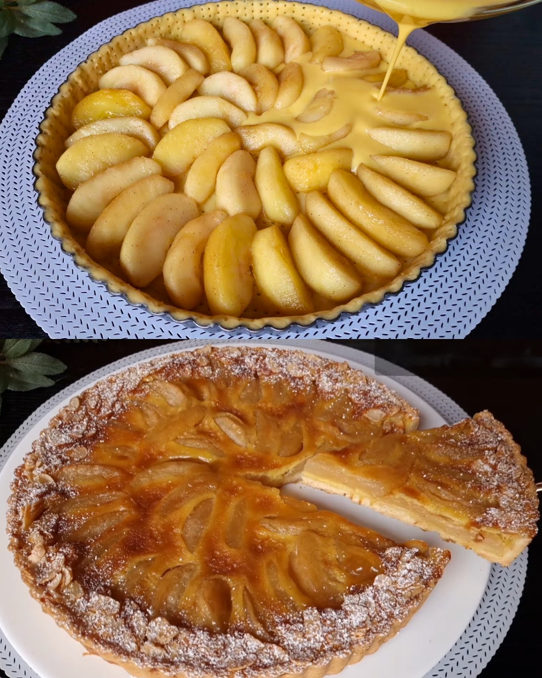 Apple Custard Tart with Almond Topping