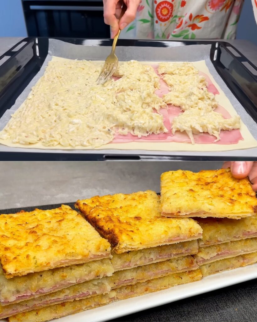 Ham and Cheese Potato Puff Pastry Bake