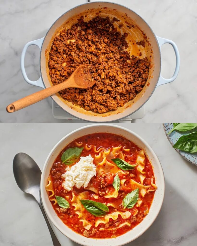 Hearty Beef Lasagna Soup