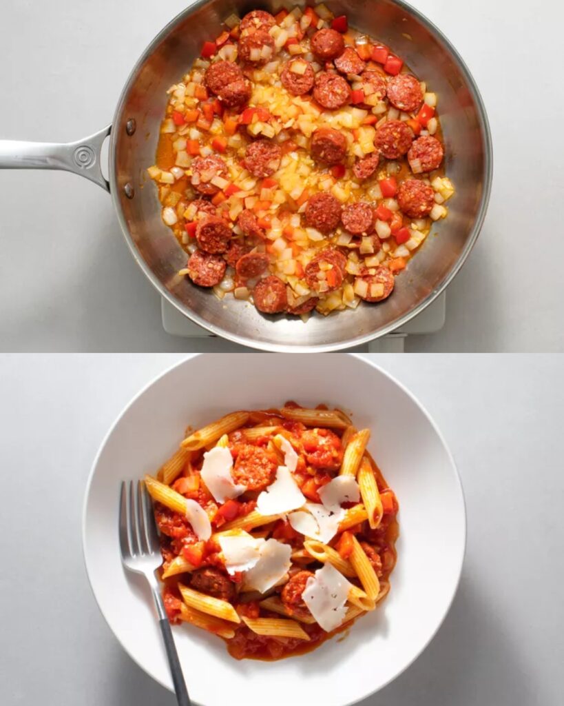 Chorizo and Tomato Penne with Manchego Cheese