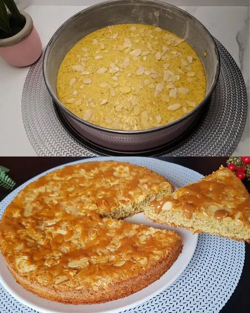 Coconut Almond Cake with Caramel Glaze