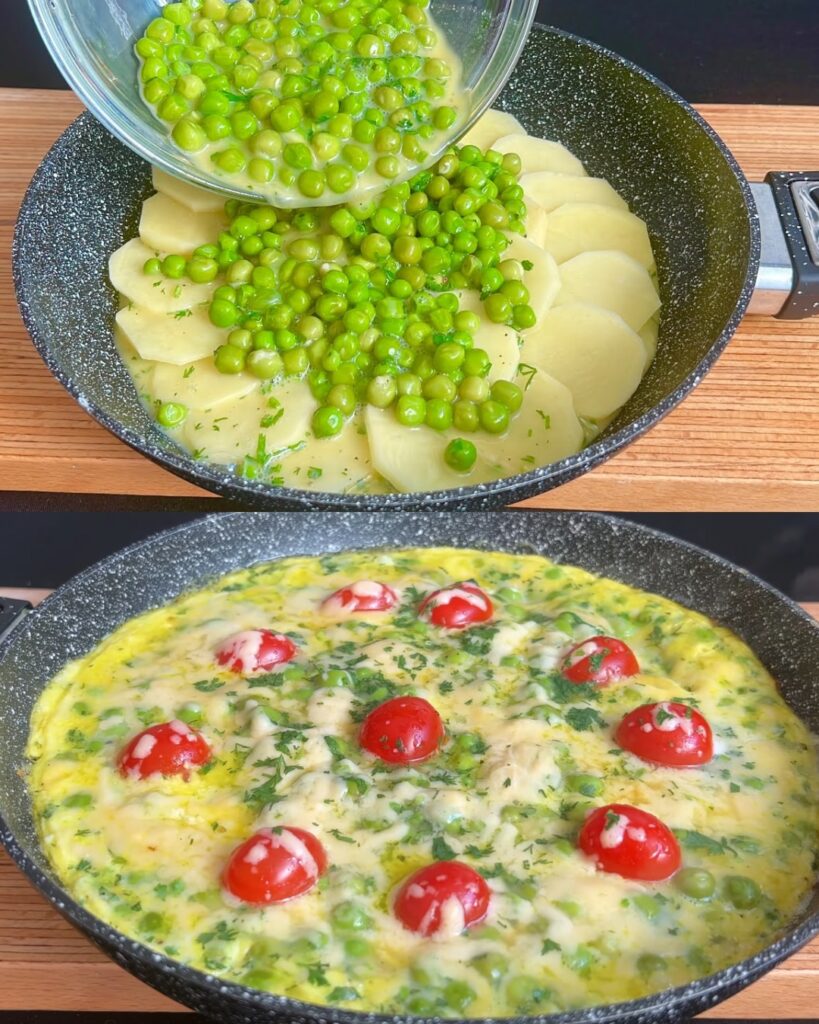 Easy Cheesy Potato and Pea Bake