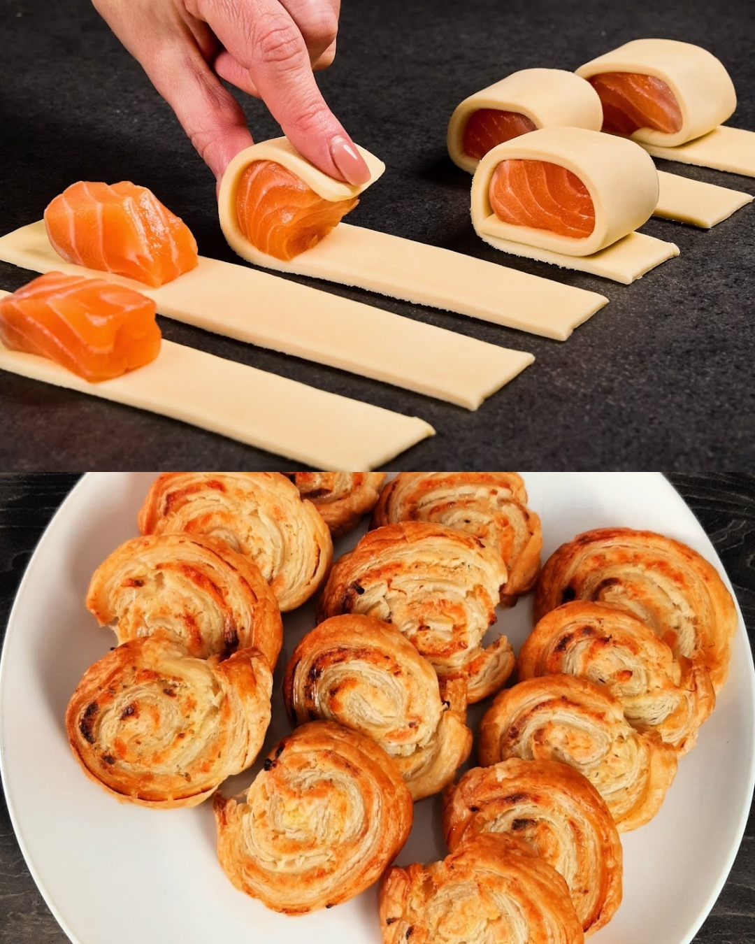 Salmon and Cream Cheese Puff Pastry Pinwheels