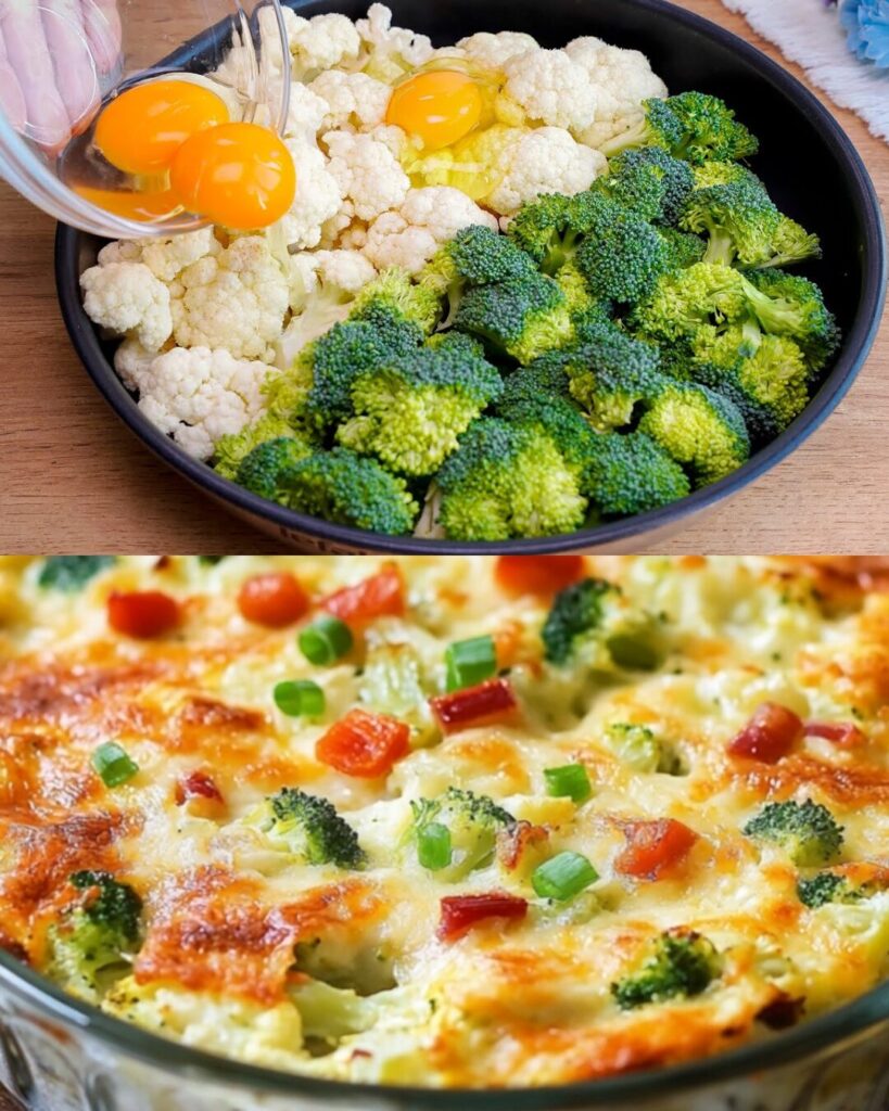 Cheesy Cauliflower Broccoli Bake