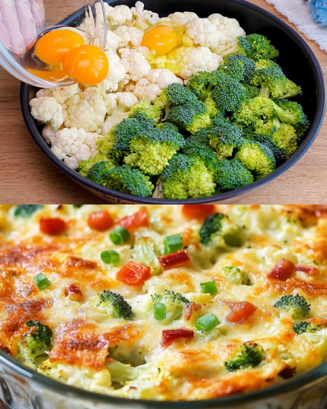 Cheesy Cauliflower Broccoli Bake