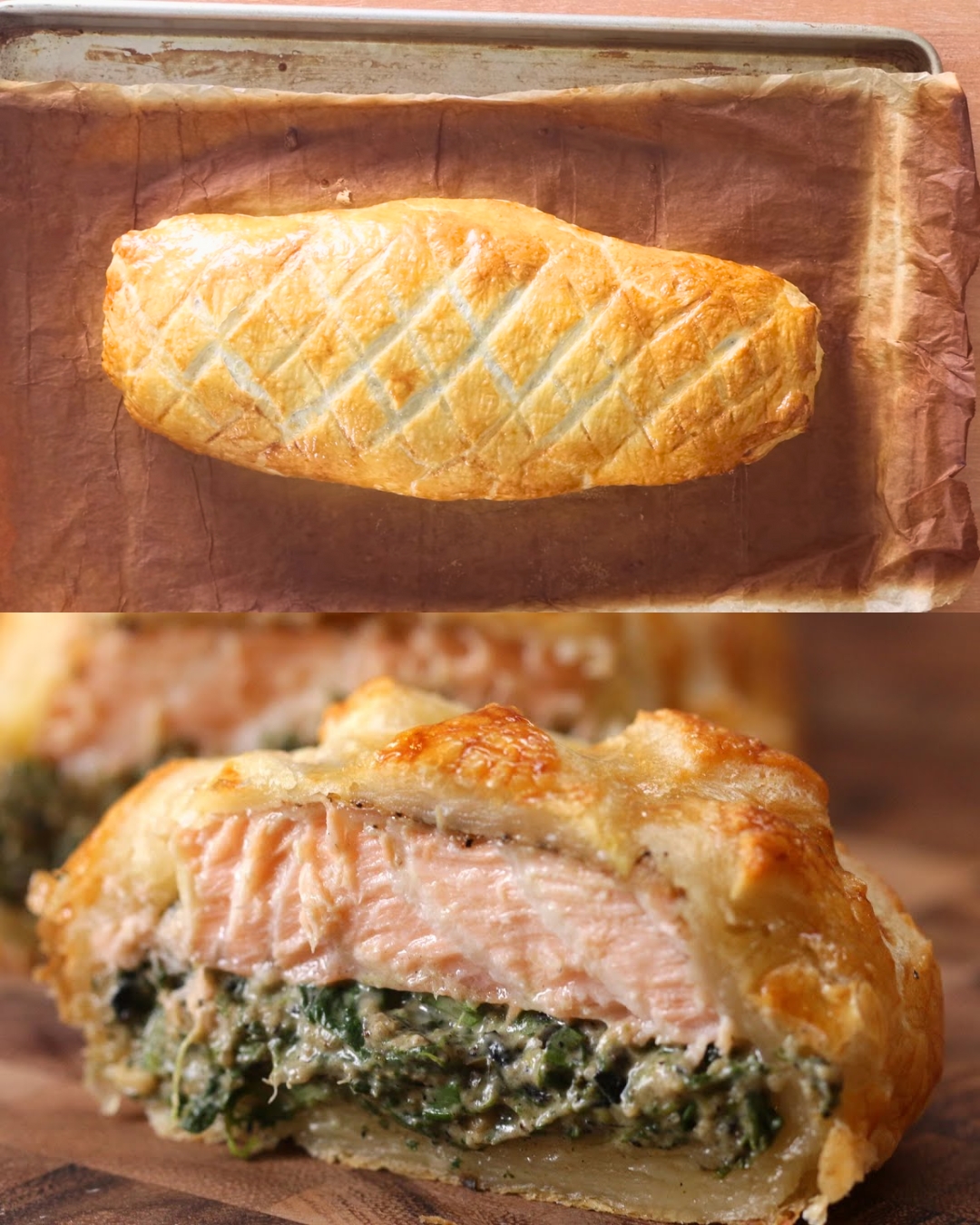 Salmon Wellington with Creamy Spinach Filling