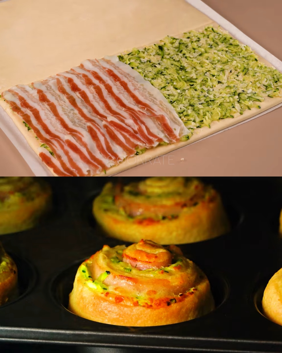 Crispy Puff Pastry Zucchini Tart with Bacon and Parmesan