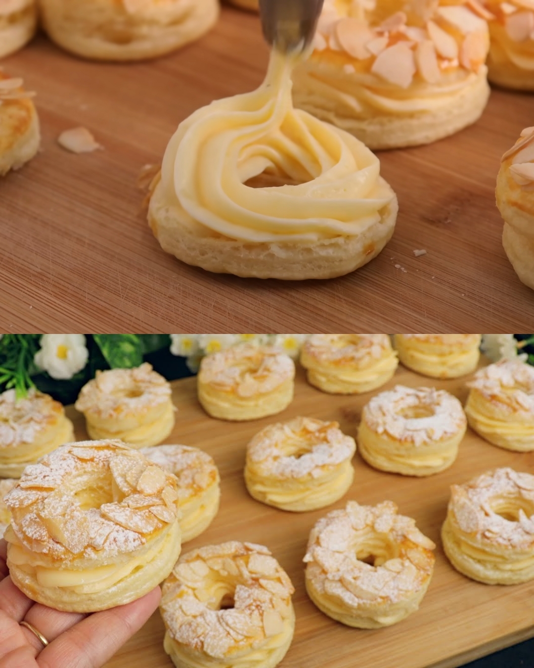 Cream-Filled Puff Pastry with Almonds