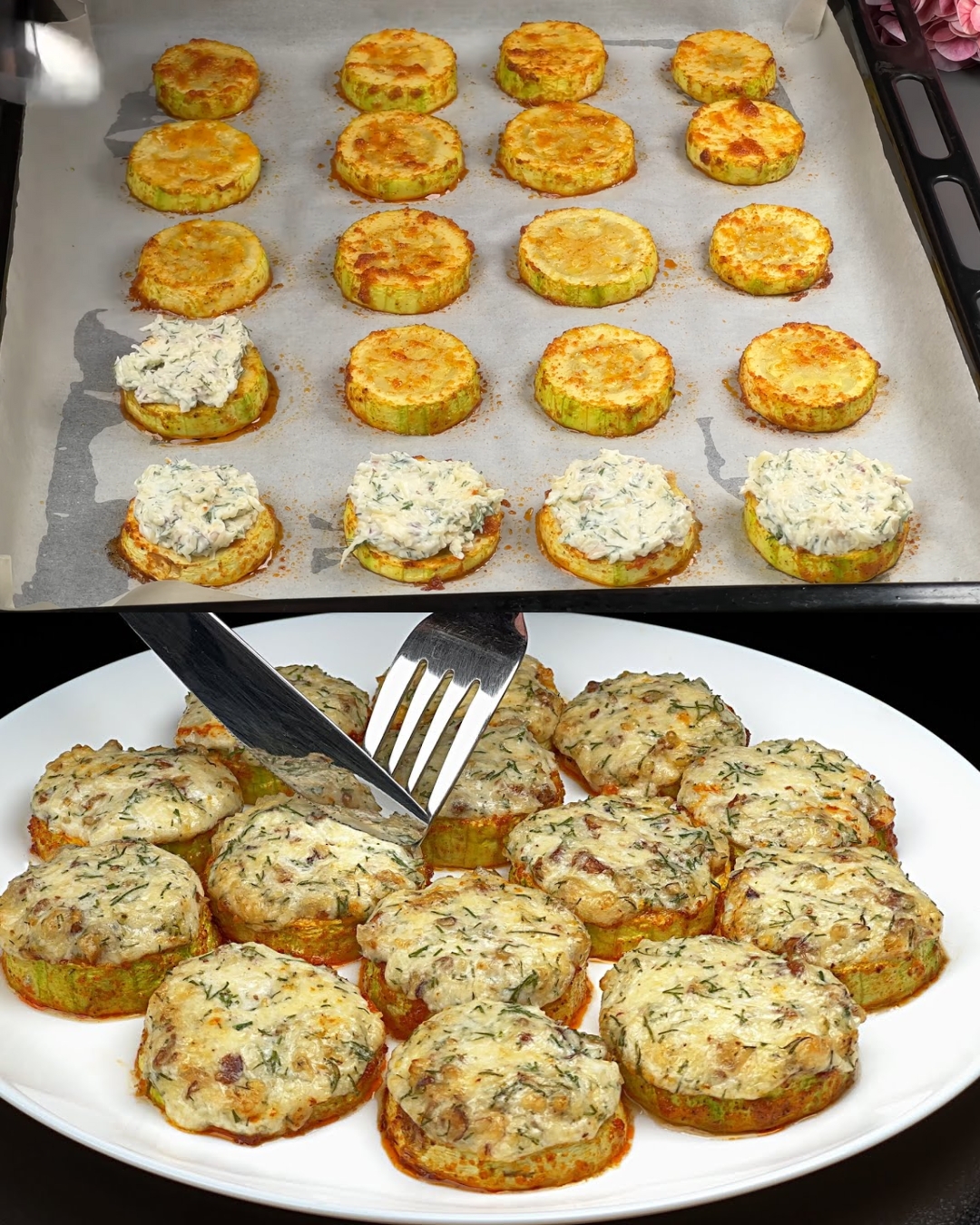 Baked Zucchini with Cheese, Walnuts, and Dill