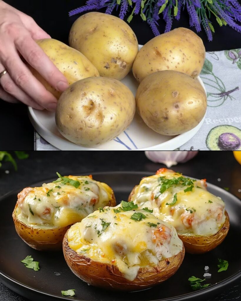 Stuffed Baked Potatoes with Smoked Chicken and Cheese
