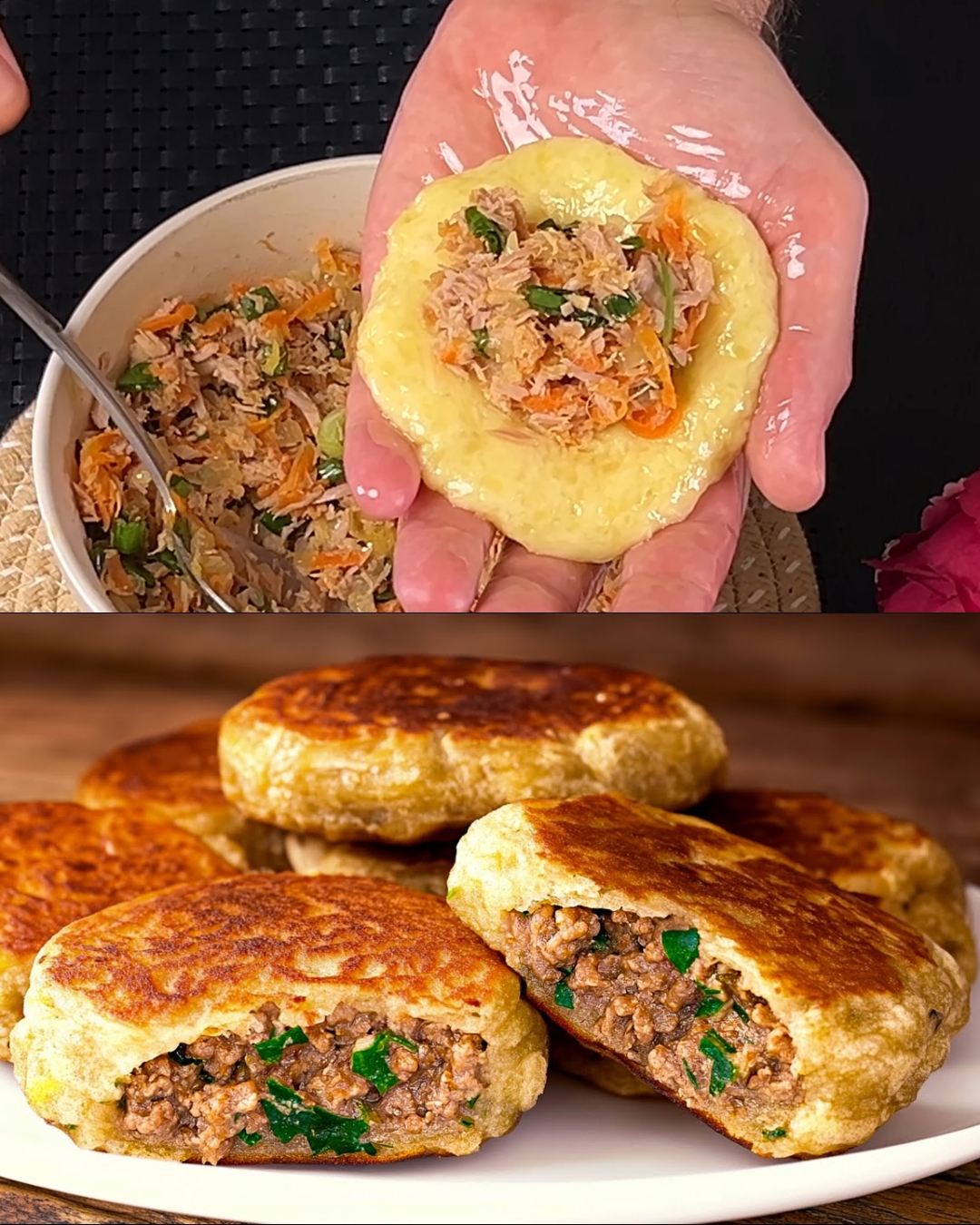 Chicken and Vegetable Stuffed Potato Patties