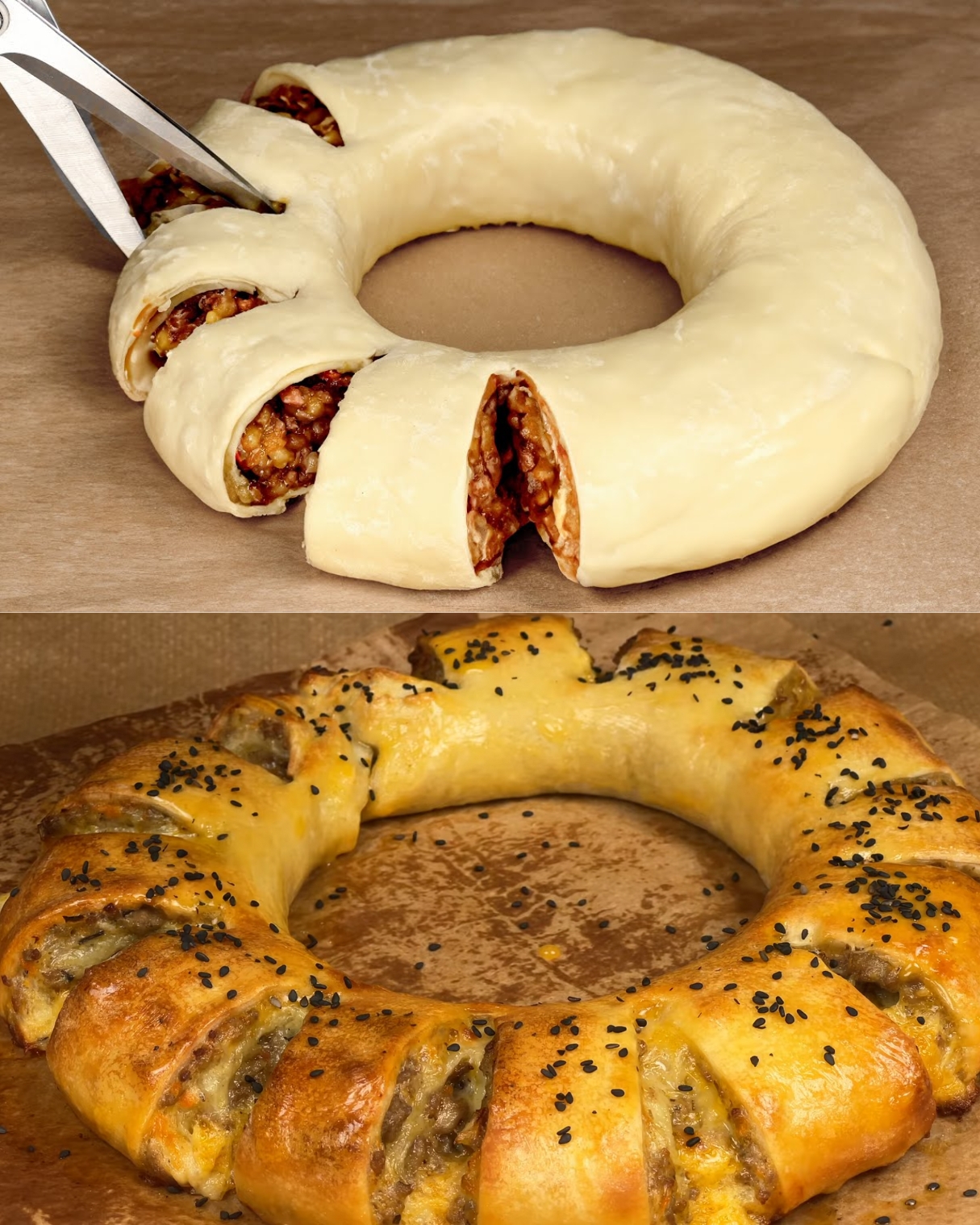 Savory Puff Pastry Minced Meat Pie