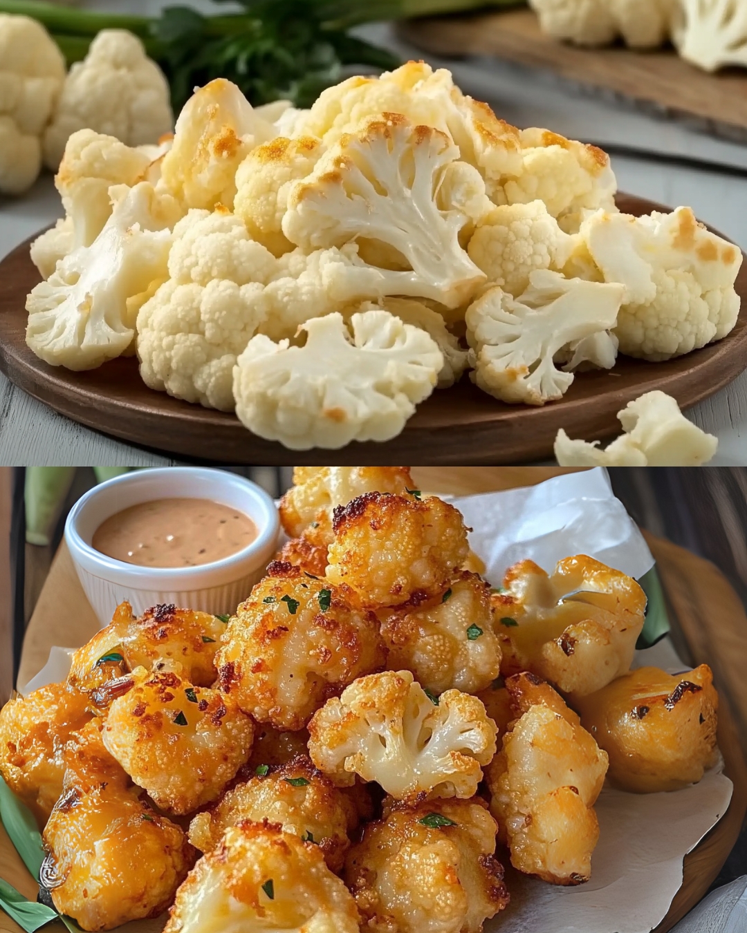 Crispy Roasted Baked Cauliflower with Dip