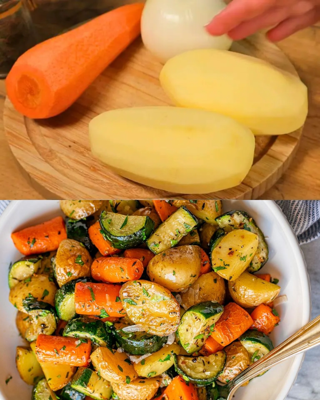 Oven-Roasted Zucchini, Carrots, and Potatoes with Herbs