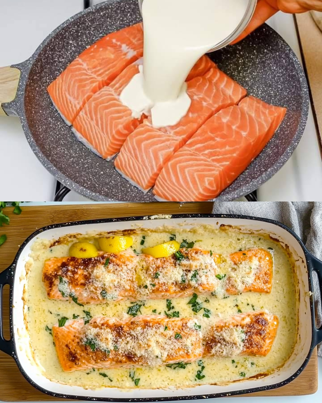 Salmon with Parmesan Cream Sauce