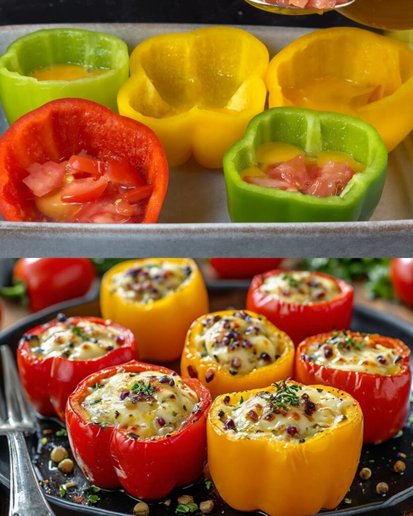 Stuffed Peppers with Ham, Eggs, and Cheese