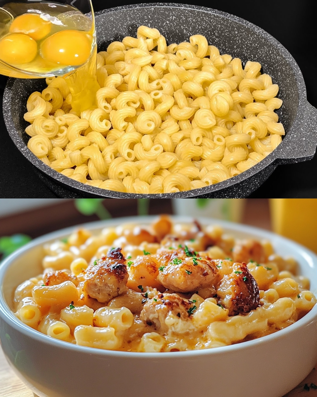 Egg and Chicken Macaroni Pasta Bake