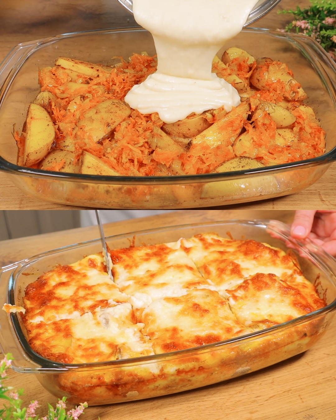 Baked Potatoes with Creamy Vegetable and Cheese Sauce
