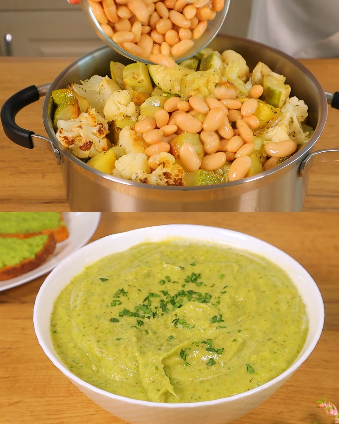 Creamy Vegetable Soup with Herb Croutons