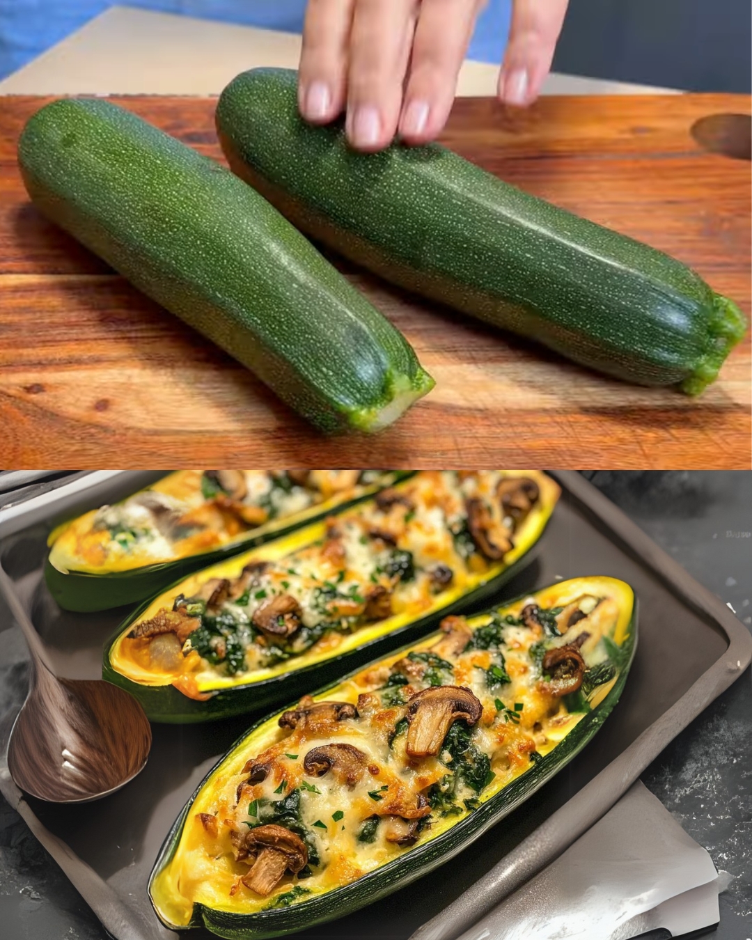Spinach, Mushroom, and Ricotta Stuffed Zucchini Boats Recipe