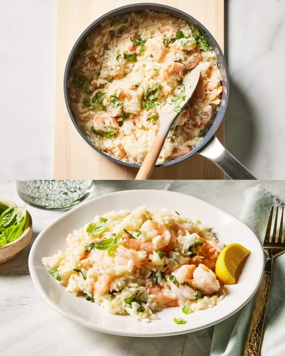 Shrimp and Lemon Risotto with Parmesan and Basil