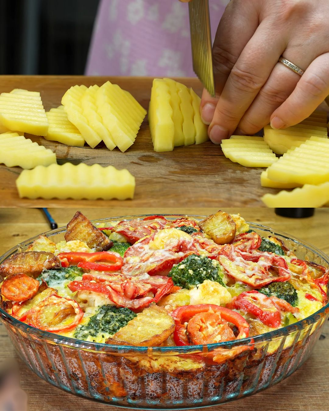 Baked Vegetable Medley with Eggs and Cheese
