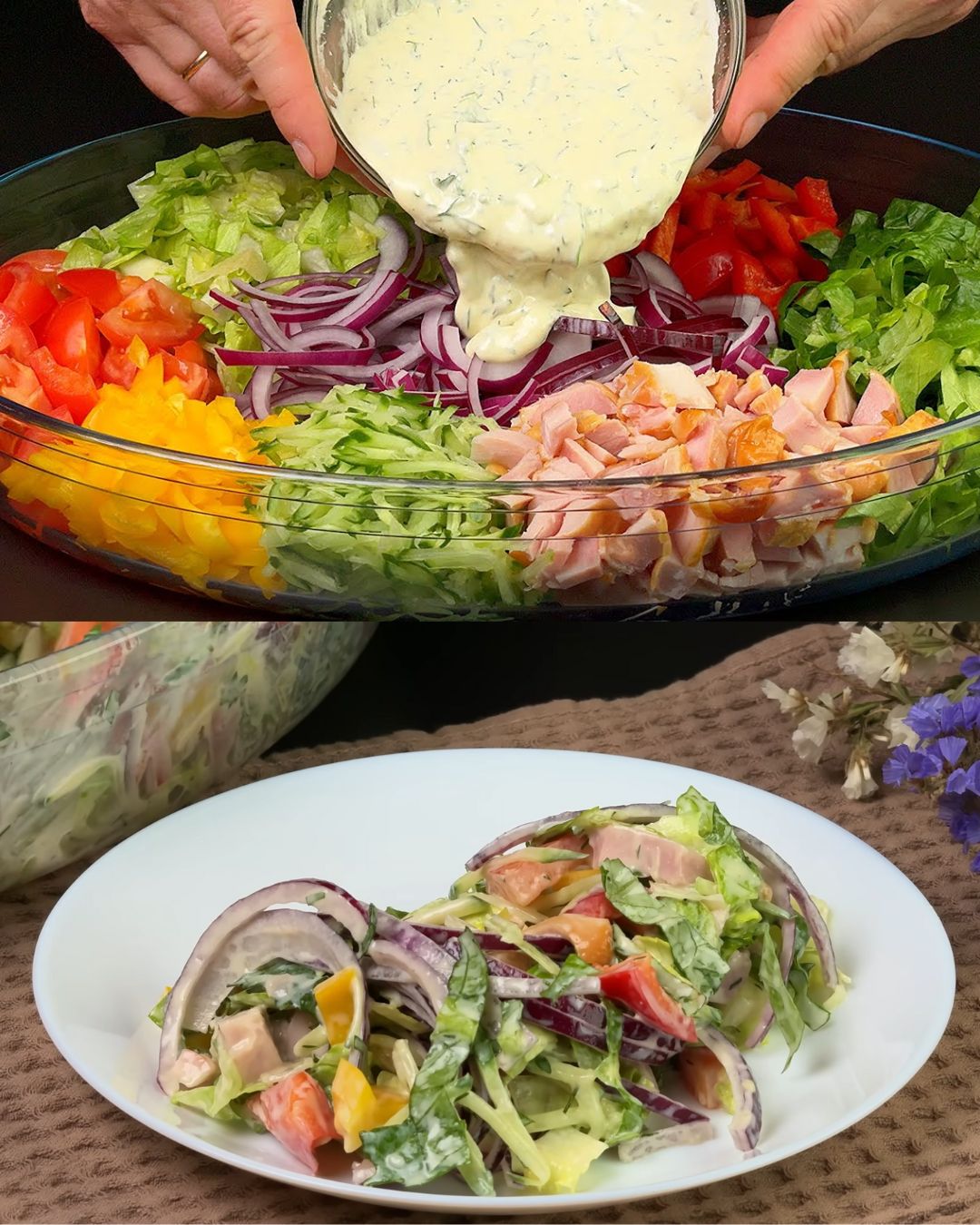 Smoked Chicken and Vegetable Salad with Creamy Dressing