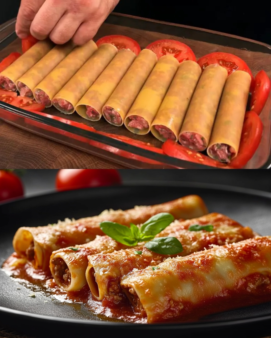 Cannelloni with Minced Meat and Tomato Sauce