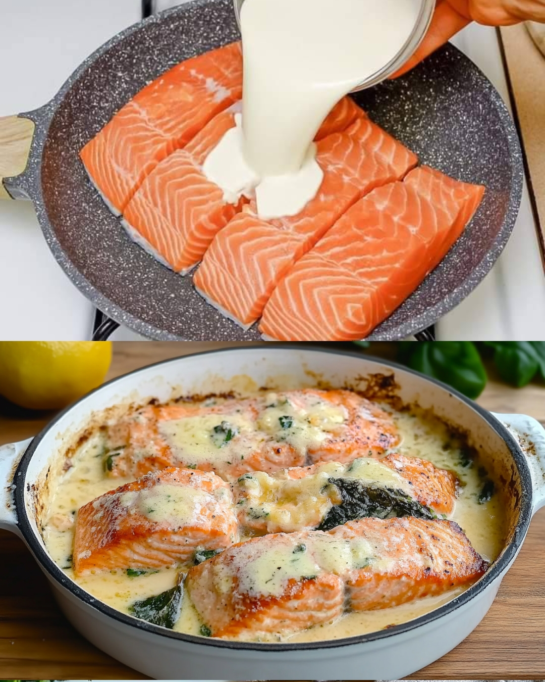 Salmon with Parmesan Cream Sauce Turmeric Rice