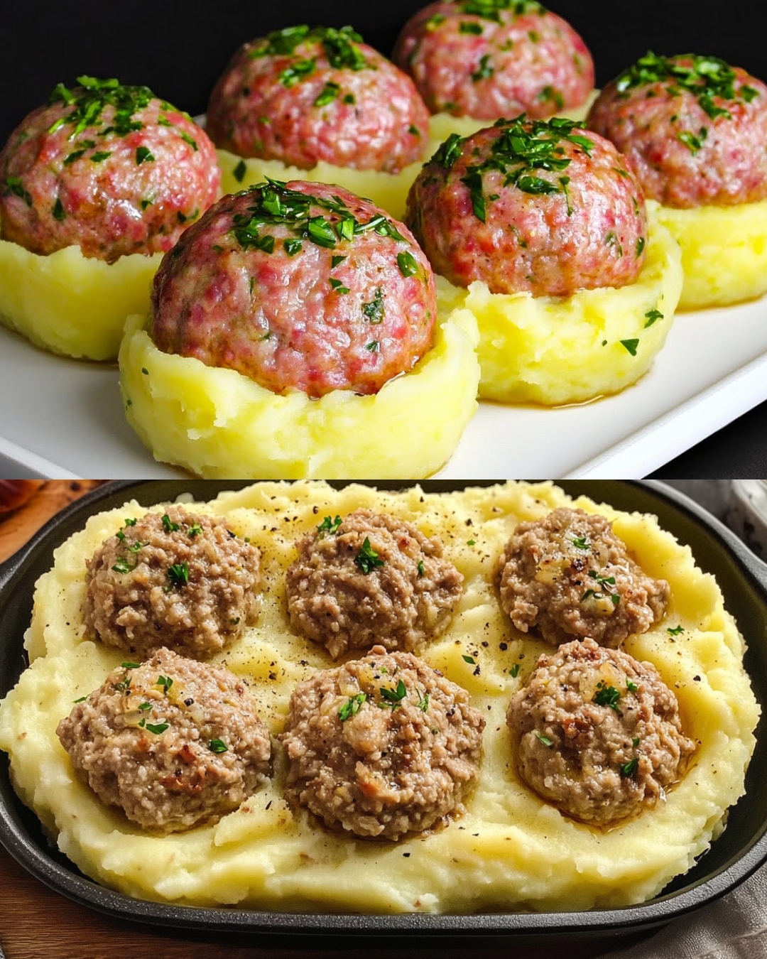 Minced Meat and Potato Casserole with Mushroom Sauce
