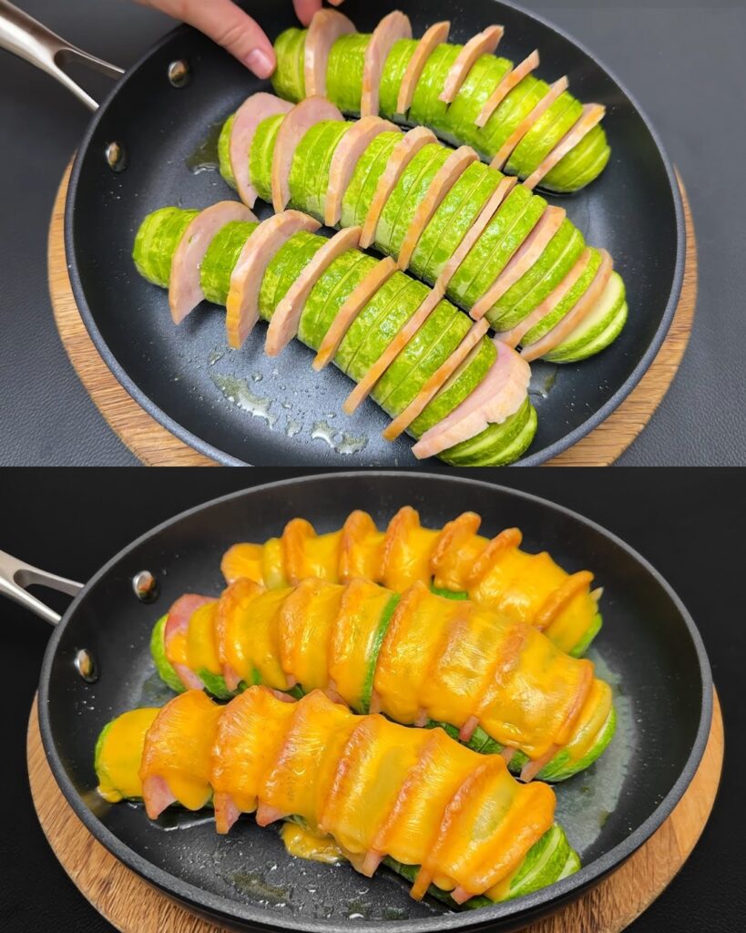 Cheddar & Ham Stuffed Zucchini