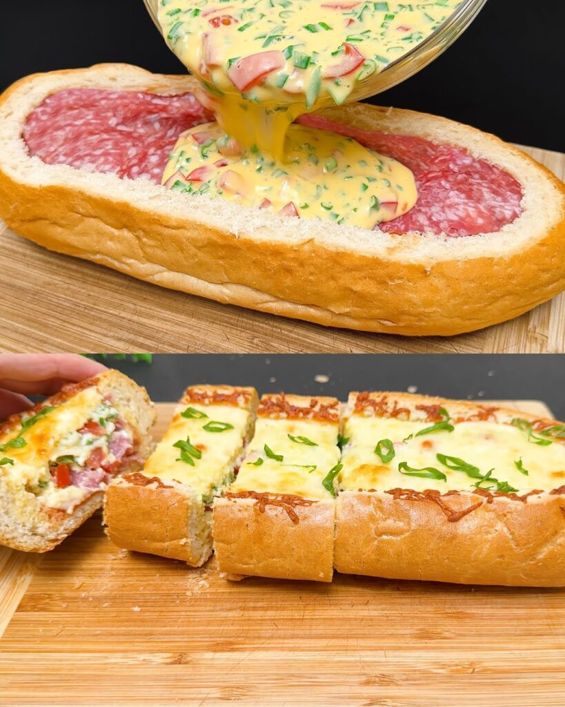 Delicious Stuffed Bread with Mozzarella and Salami