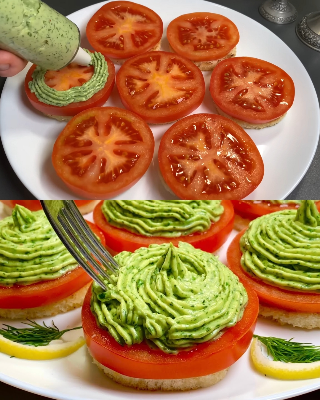 Avocado and Cream Cheese Toast with Fresh Herbs and Tomatoes
