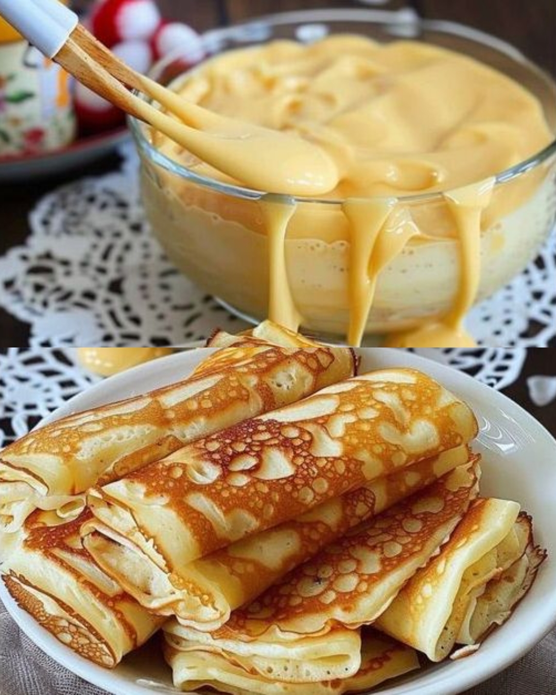 Quark Pancakes with Vanilla Pudding