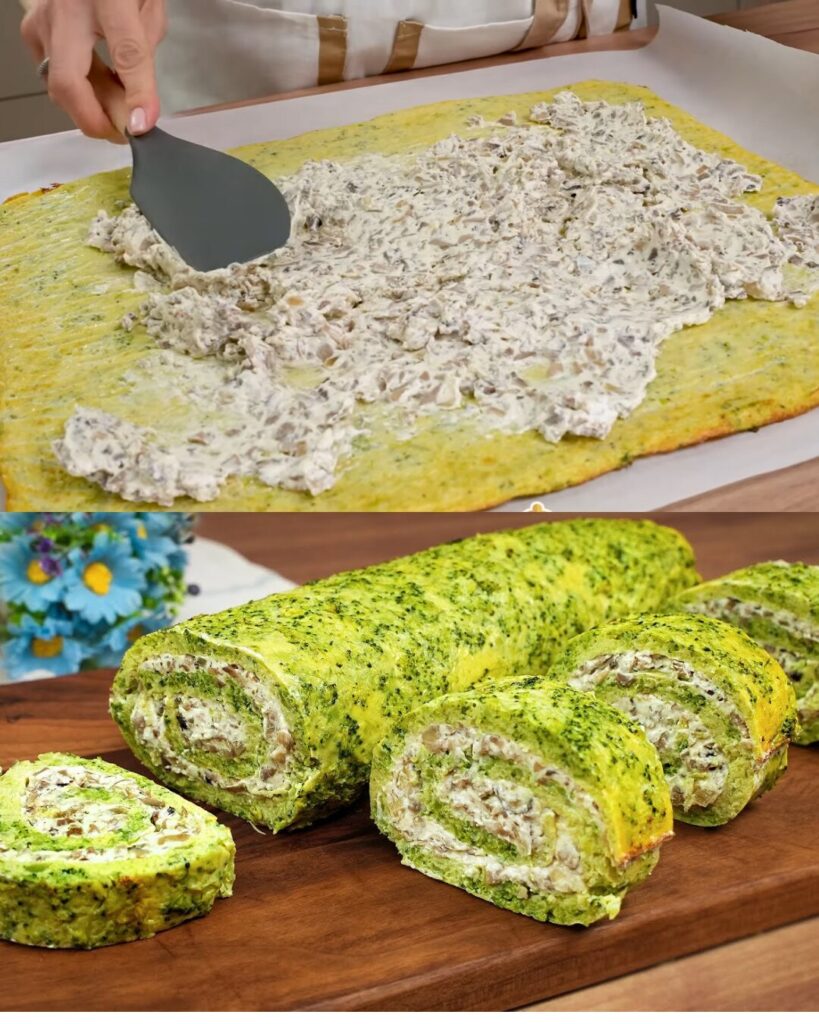 Broccoli and Mushroom Ricotta Roll