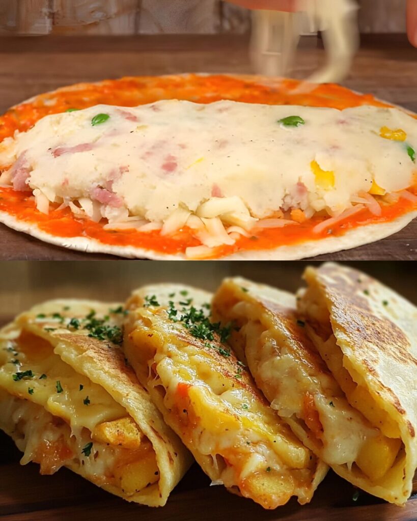 Turkey Ham, Corn, and Mashed Potato Stuffed Tortillas