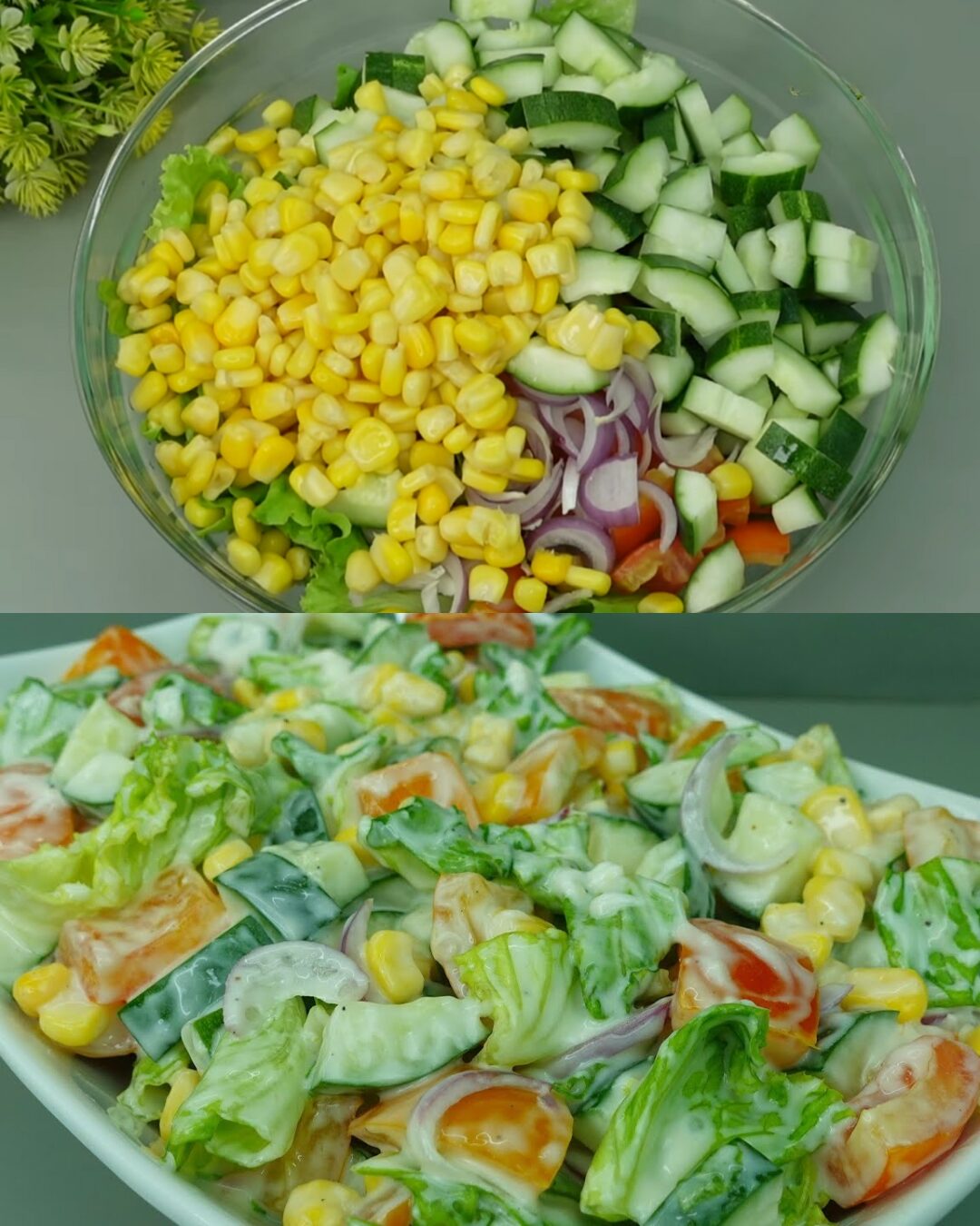 Fresh Corn and Vegetable Salad with Creamy Sesame Dressing