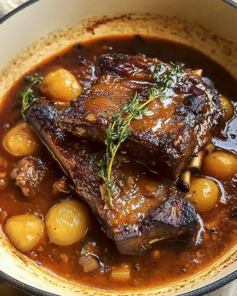 Beer-Braised Short Ribs with Mustard and Herbs