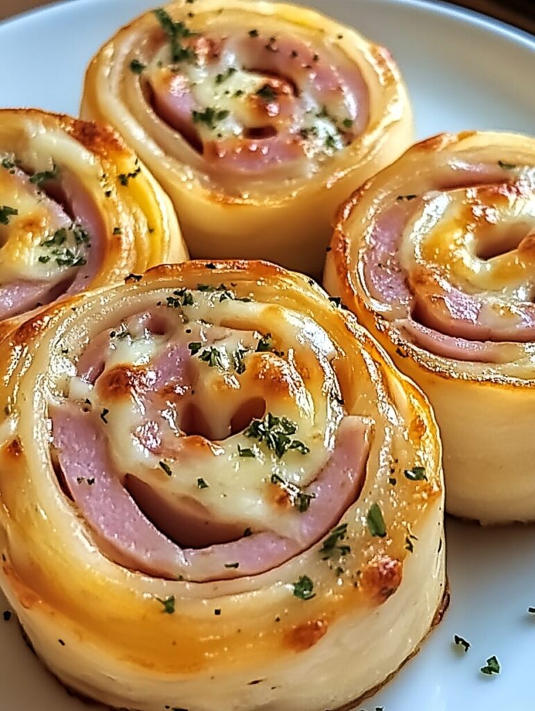 Hot Ham and Cheese Pinwheels finished dish