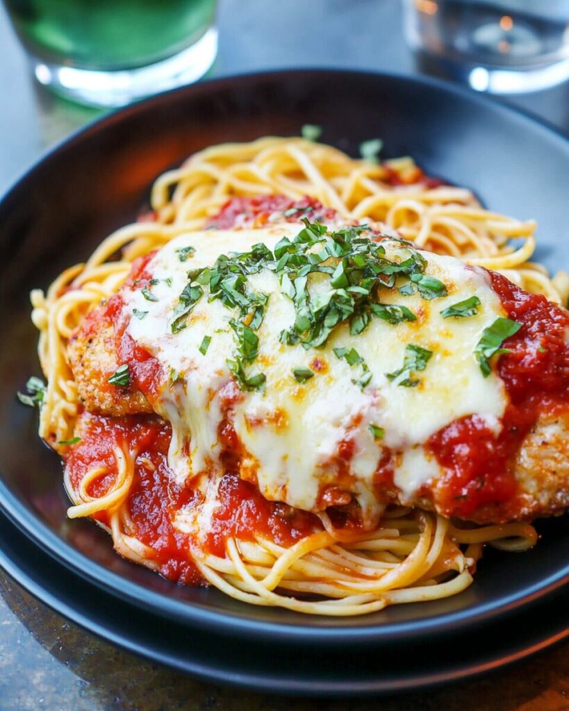 Chicken Parmesan finished dish