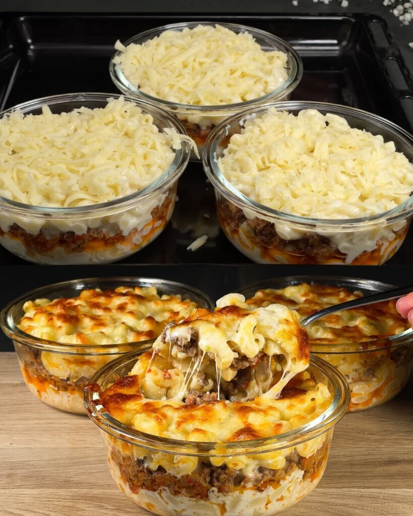 Creamy Pasta Bake with Minced Meat and Mozzarella