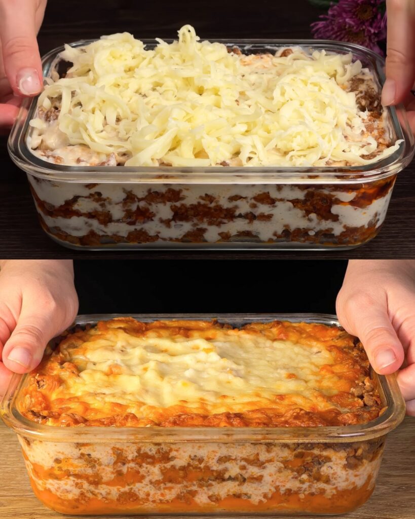 Layered Meat Pancake Casserole