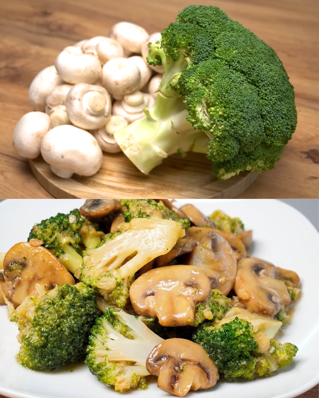 Broccoli and Mushrooms in Garlic-Soy Sauce with Herbed Toast
