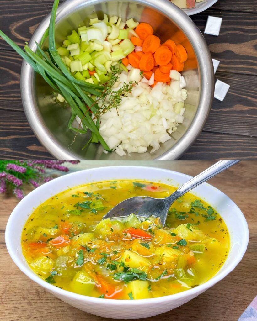 Healing Vegetable Soup with Crunchy Croutons