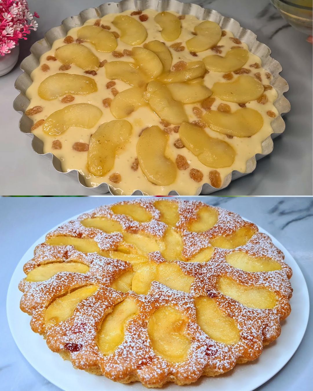 Apple Raisin Cake with Caramelized Apples