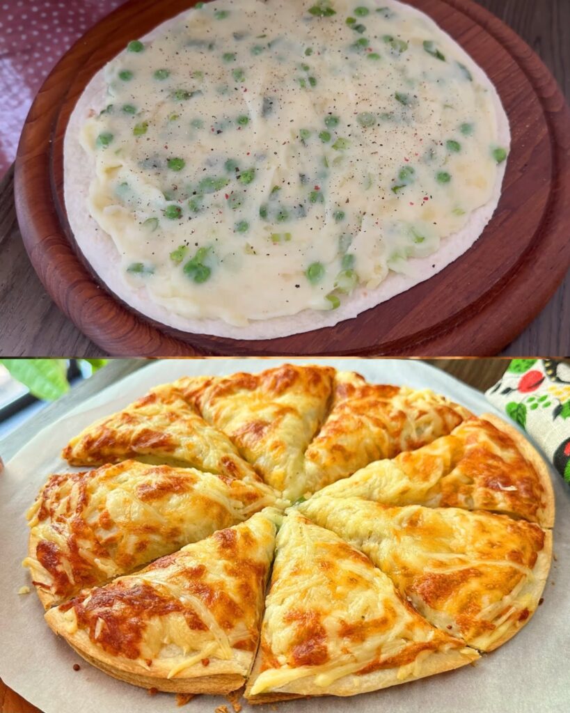 Cheesy Potato and Pea Tortilla Bake